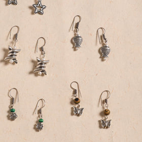 Multicolor - handmade german silver bead work earrings (set