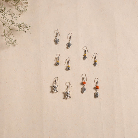 Multicolor - handmade german silver bead work earrings (set