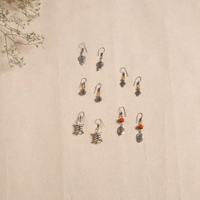 Multicolor - handmade german silver bead work earrings (set