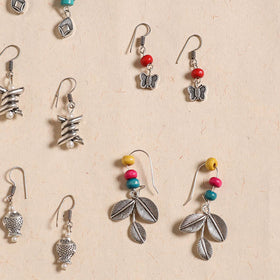 Multicolor - handmade german silver bead work earrings (set