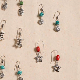 Multicolor - handmade german silver bead work earrings (set