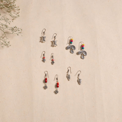 Multicolor - handmade german silver bead work earrings (set