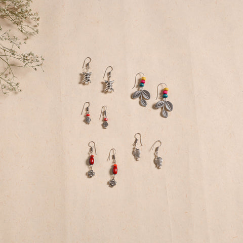 Multicolor - handmade german silver bead work earrings (set