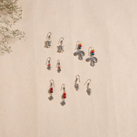 Multicolor - handmade german silver bead work earrings (set