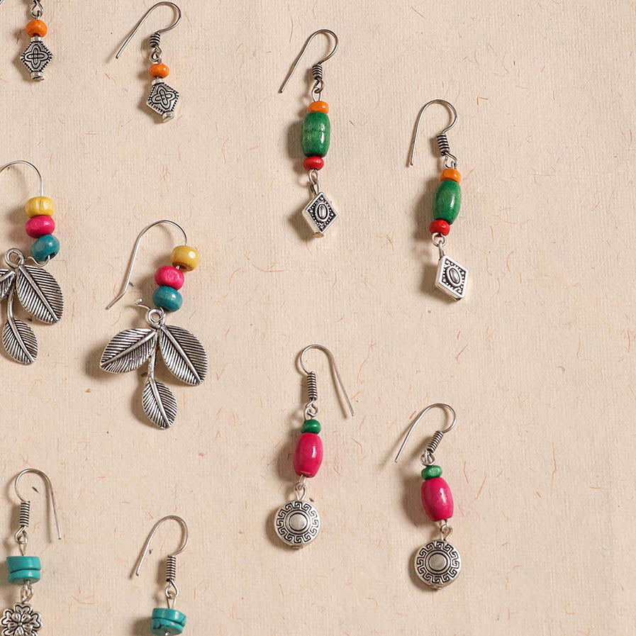 Multicolor - handmade german silver bead work earrings (set