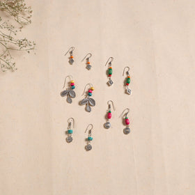 Multicolor - handmade german silver bead work earrings (set