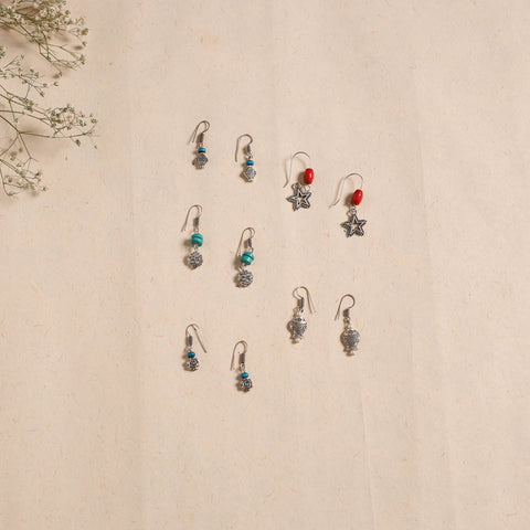 Multicolor - handmade german silver bead work earrings (set