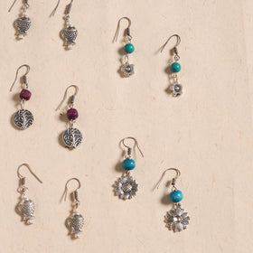 Multicolor - handmade german silver bead work earrings (set