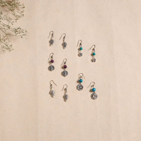 Multicolor - handmade german silver bead work earrings (set