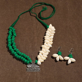 Buy Multicolor Handmade German Silver Shell Necklace Set