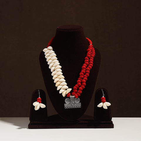 Buy Handmade German Silver Shell Necklace Set