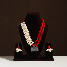 Buy Handmade German Silver Shell Necklace Set