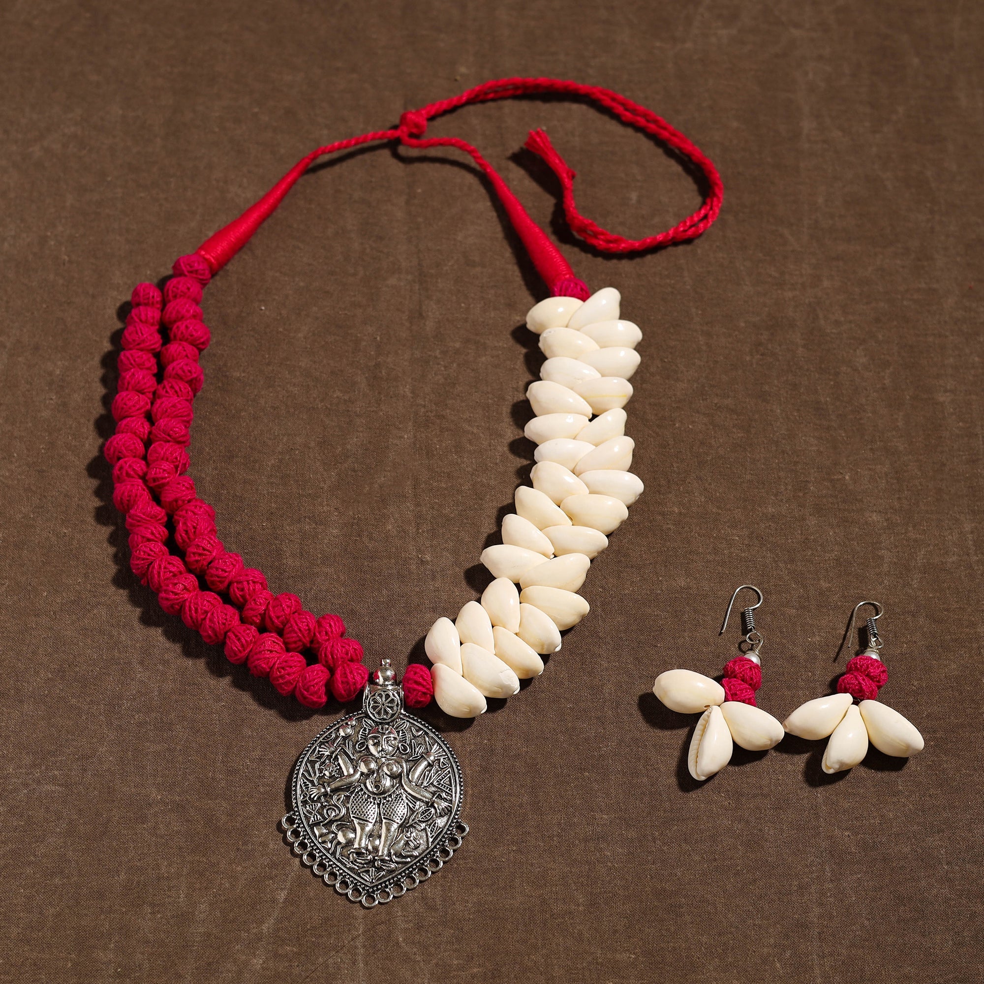 Buy Handmade German Silver Shell Necklace Set