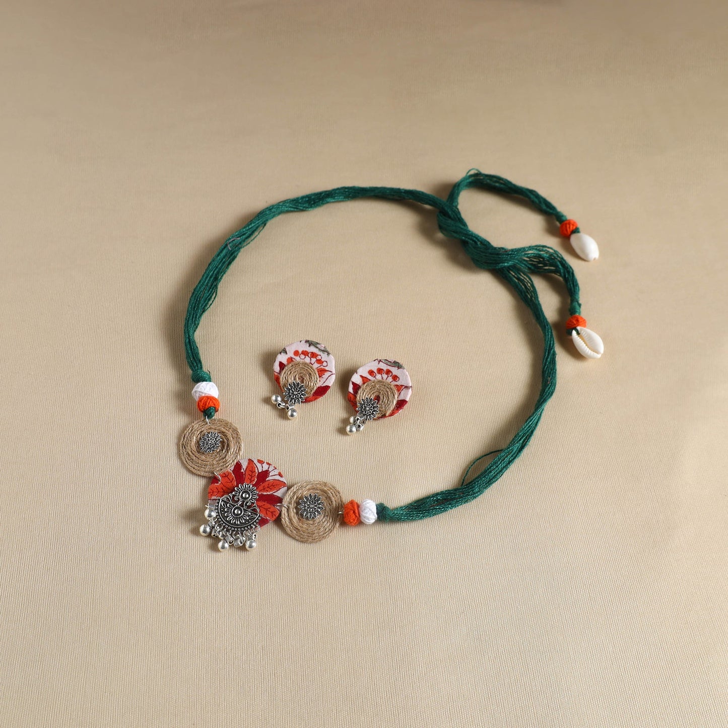 Multicolor - handmade gs jute fabart necklace set 07