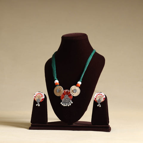 Multicolor - handmade gs jute fabart necklace set 07