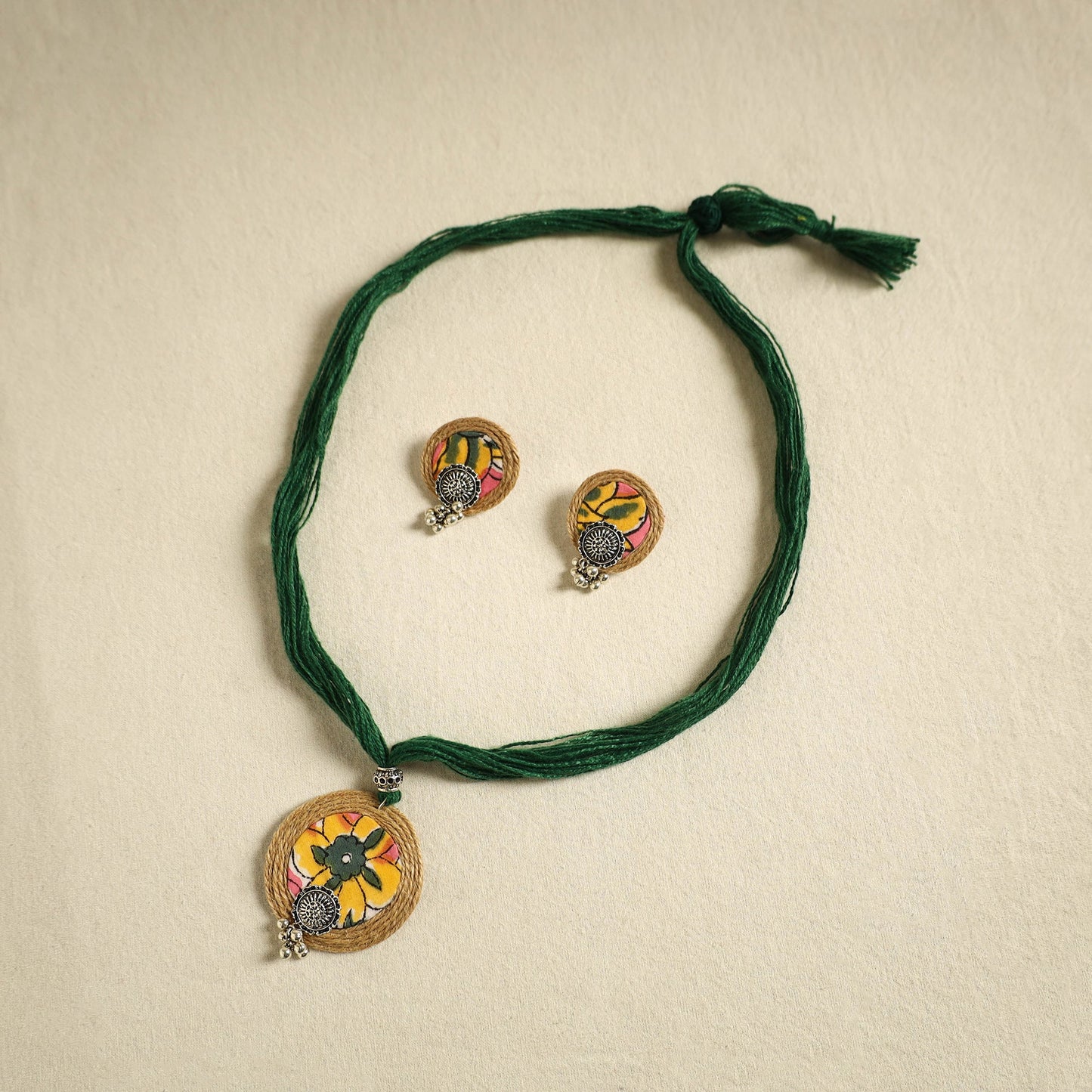  Multicolor Handmade GS Jute Fabart Necklace Set 