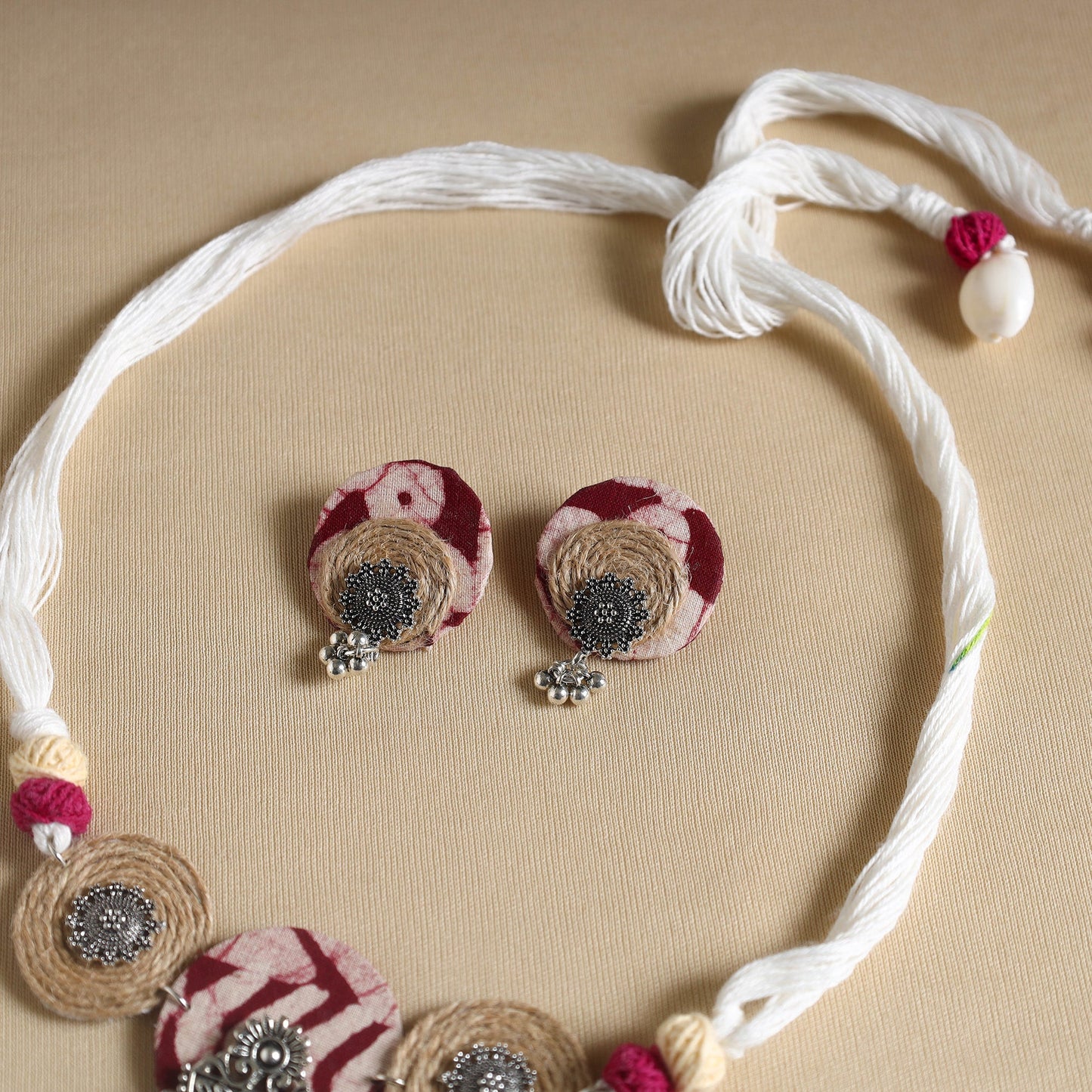 Multicolor - handmade gs jute fabart necklace set 12