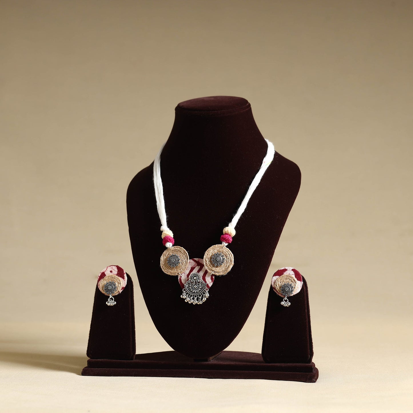 Multicolor - handmade gs jute fabart necklace set 12