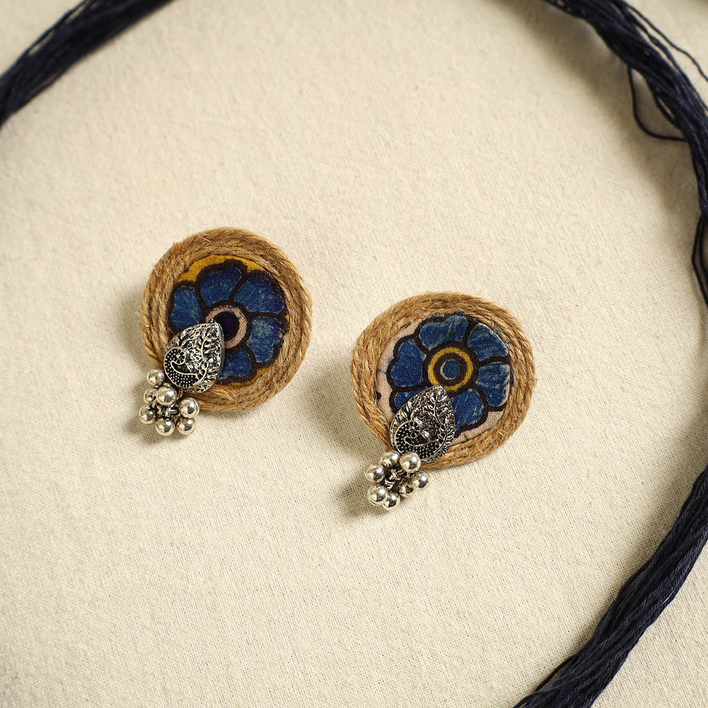 Buy Multicolor Handmade GS Jute Fabart Necklace Set Online