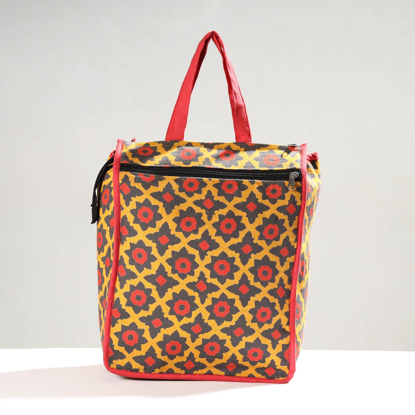 Multicolor Handmade Jaipur Printed Cotton Shopping Bag