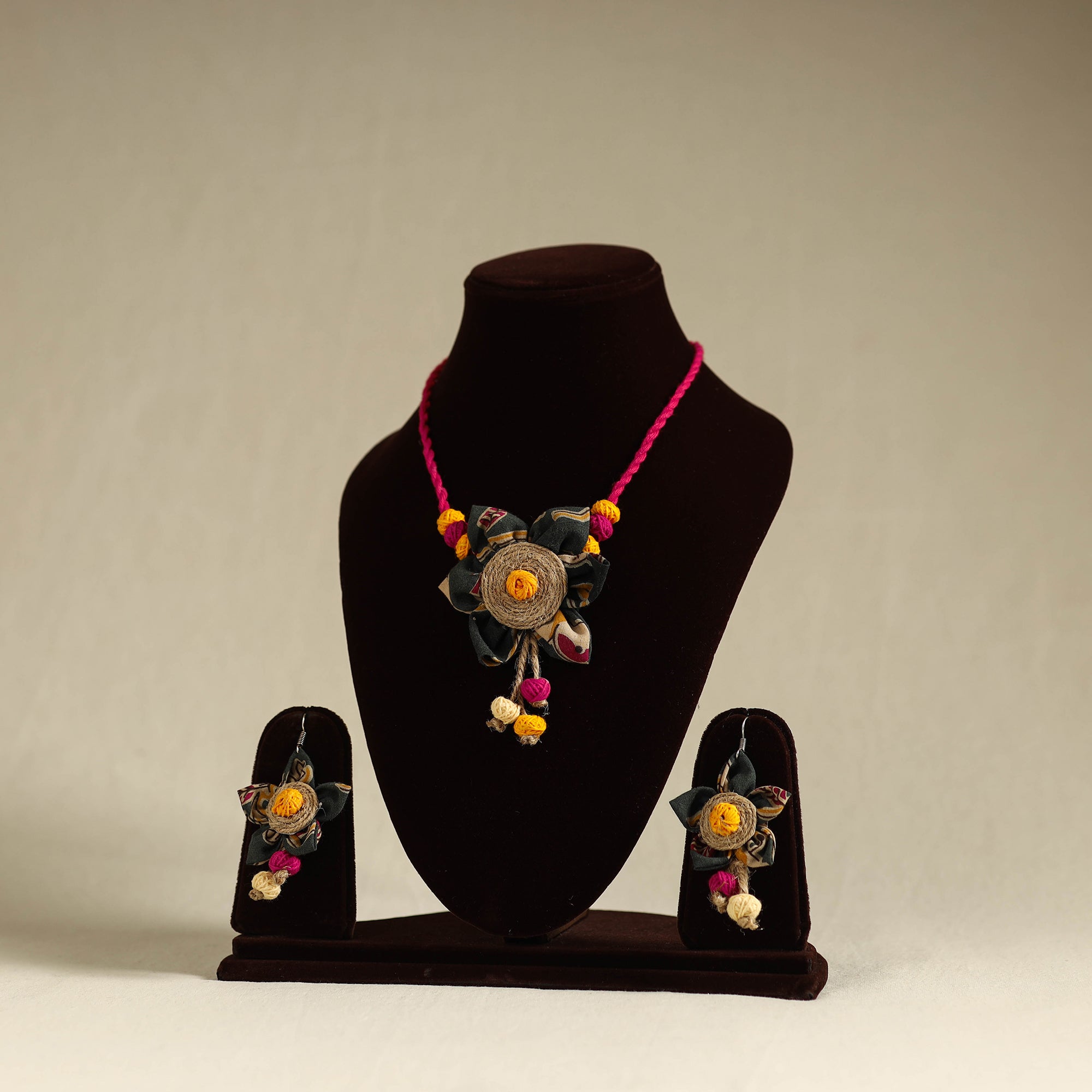 Buy Handmade Jute Fabart Necklace Set
