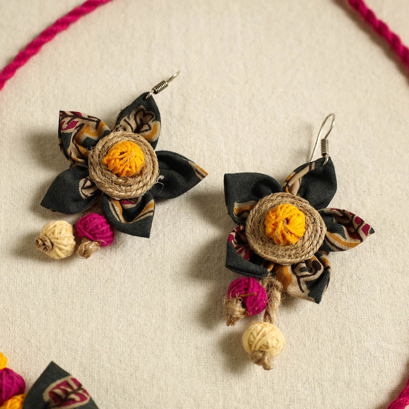 Buy Handmade Jute Fabart Necklace Set