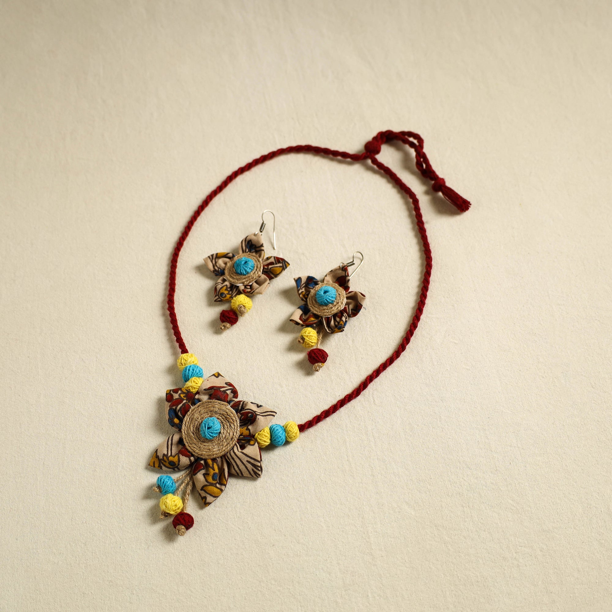 Buy Handmade Jute Fabart Necklace Set