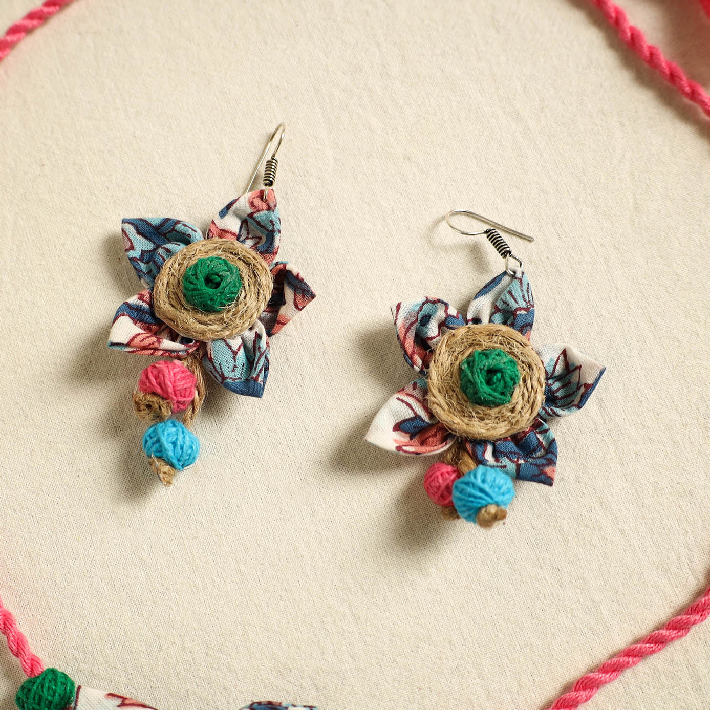 Buy Handmade Jute Fabart Necklace Set