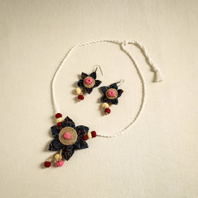 Multicolor - handmade jute fabart necklace set 05