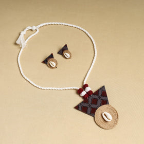 Multicolor - handmade jute fabart necklace set 06