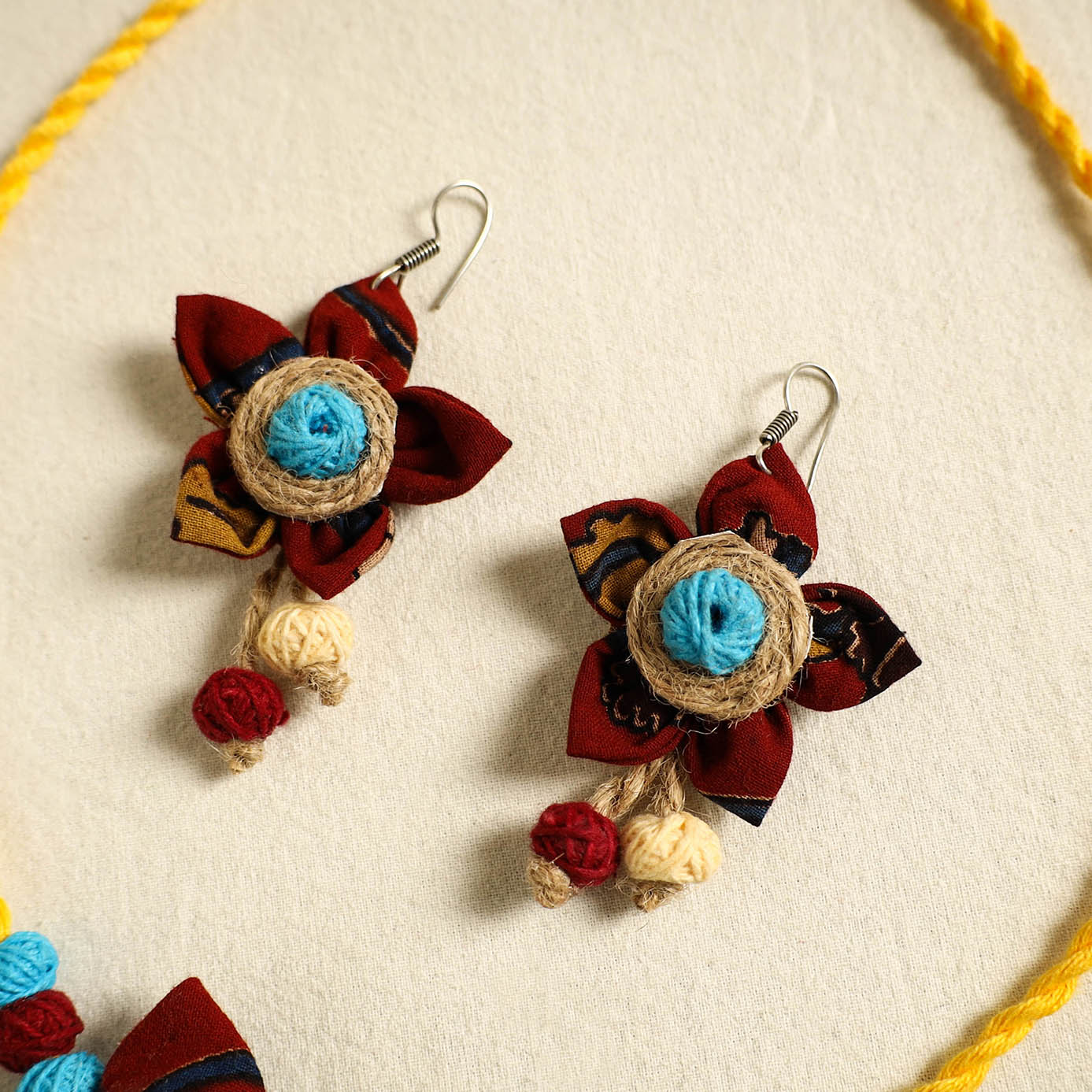  Handmade Jute Fabart Necklace Set