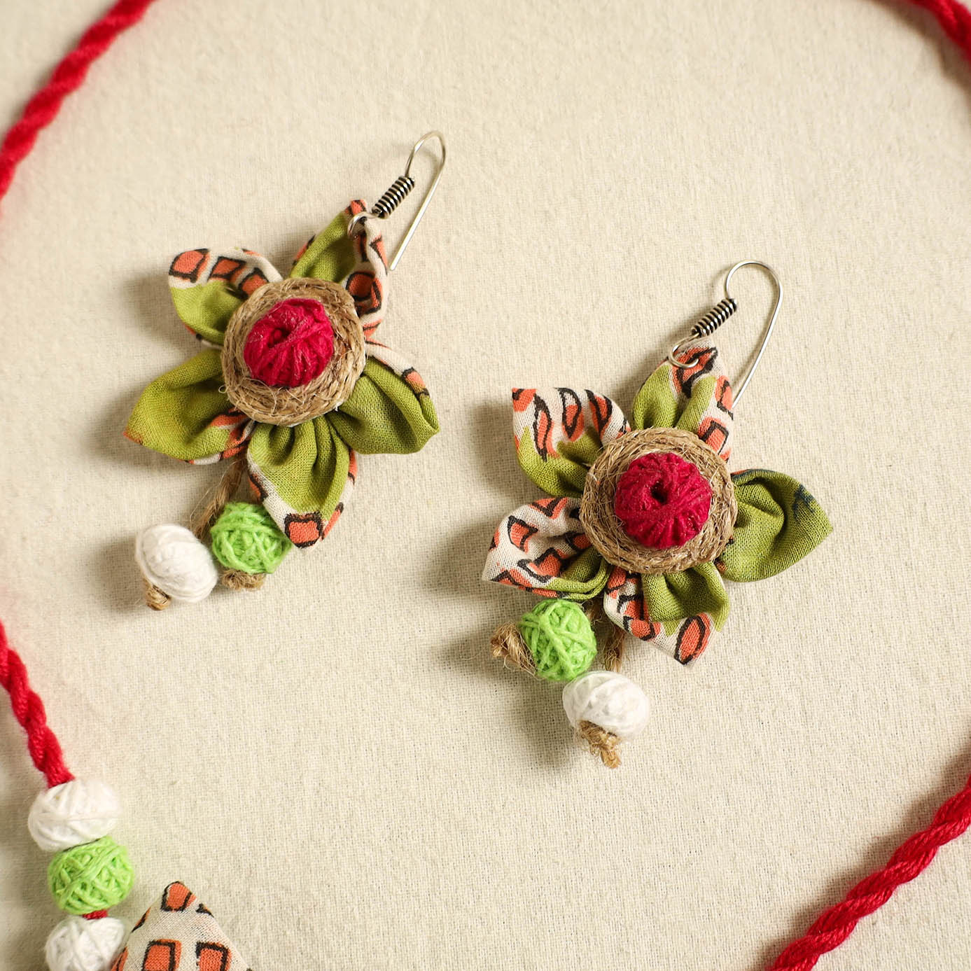 Buy Handmade Jute Fabart Necklace Set