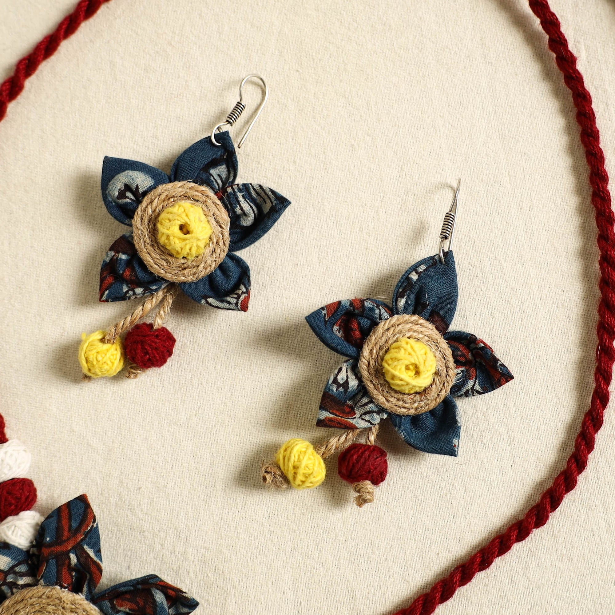  Handmade Jute Fabart Necklace Set