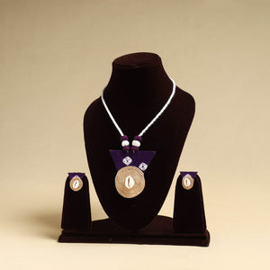 Multicolor - handmade jute fabart necklace set 10