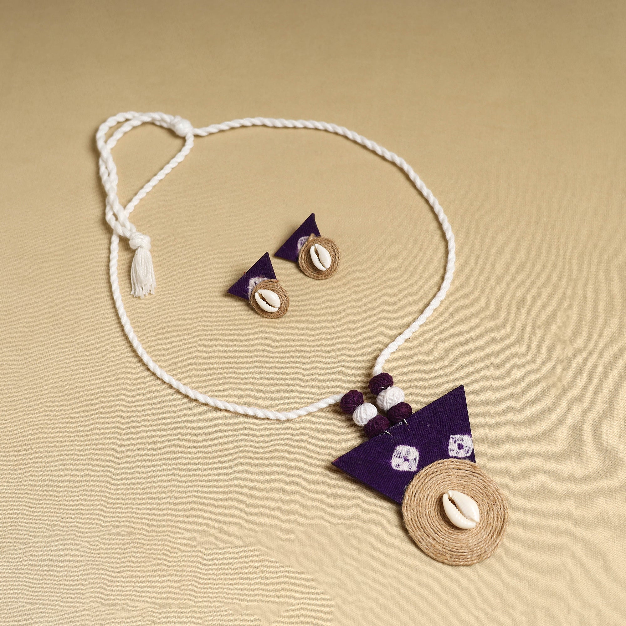 Multicolor - handmade jute fabart necklace set 10