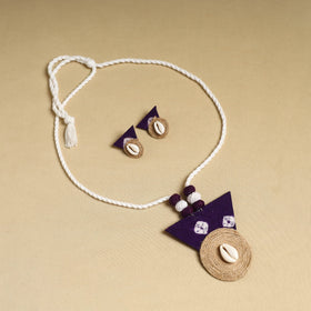 Multicolor - handmade jute fabart necklace set 10
