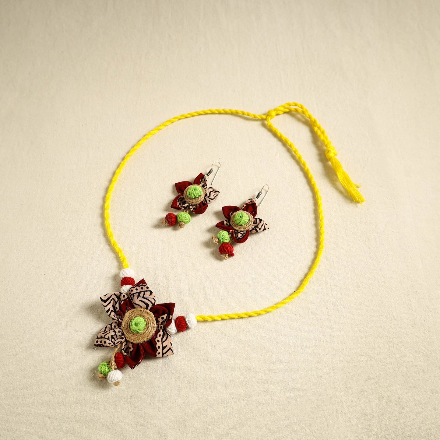 Buy Handmade Jute Fabart Necklace Set