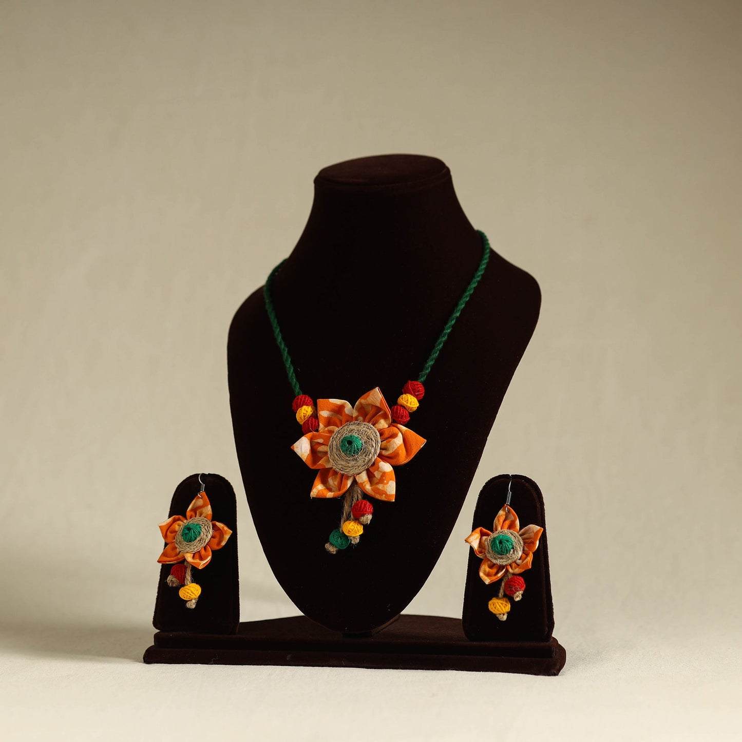 Buy Handmade Jute Fabart Necklace Set