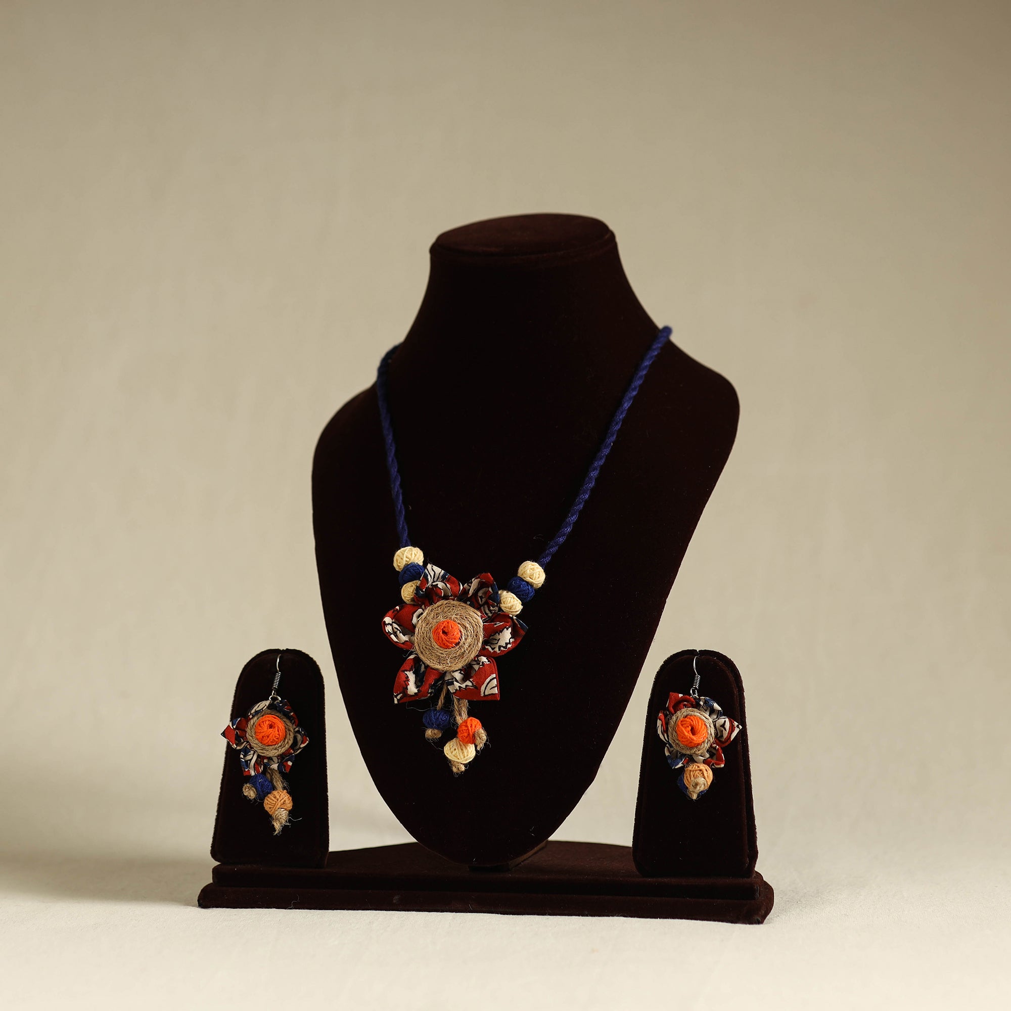  Handmade Jute Fabart Necklace Set