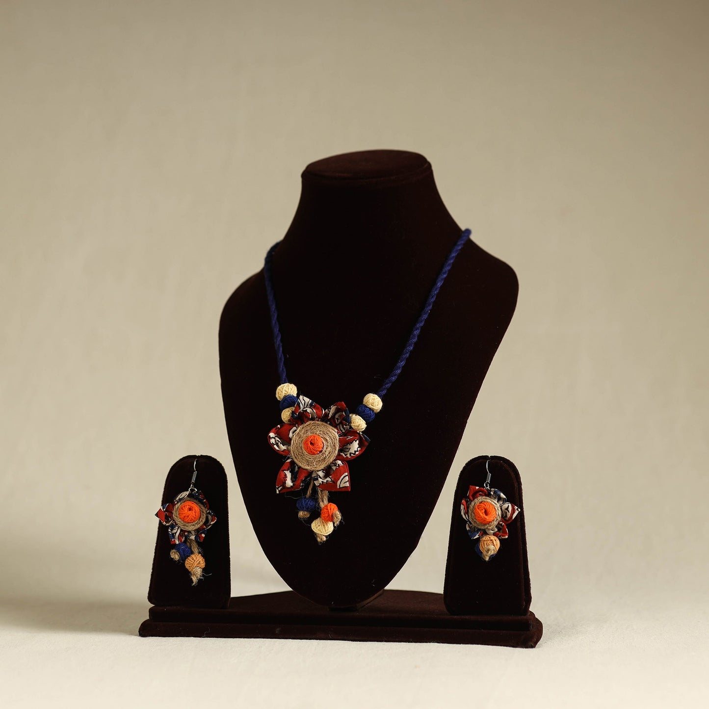  Handmade Jute Fabart Necklace Set