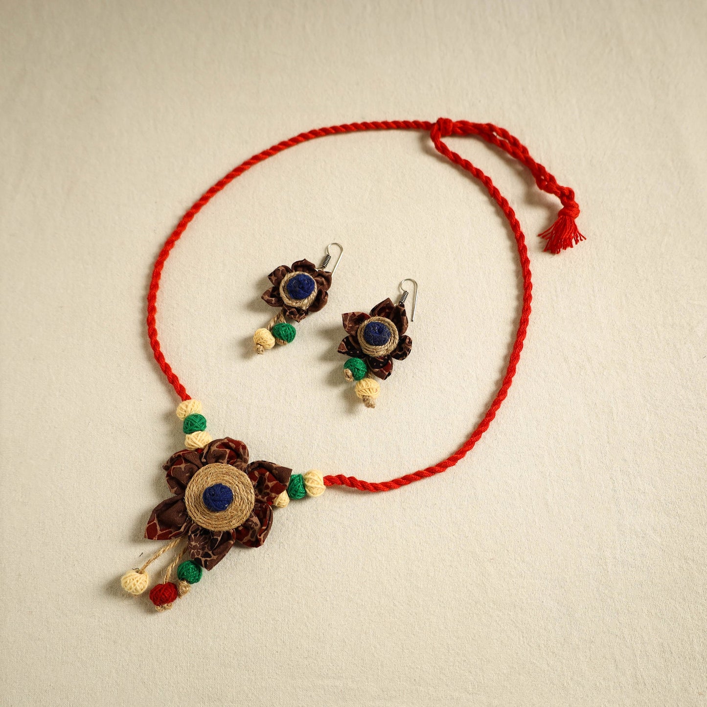 Buy Handmade Jute Fabart Necklace Set