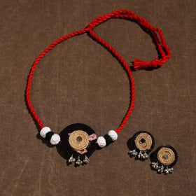 Buy Multicolor Handmade Jute Fabart Necklace Set