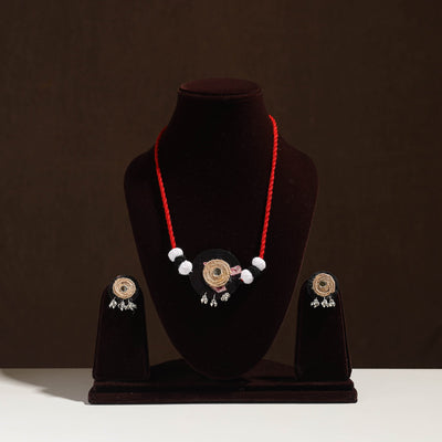 Buy Multicolor Handmade Jute Fabart Necklace Set