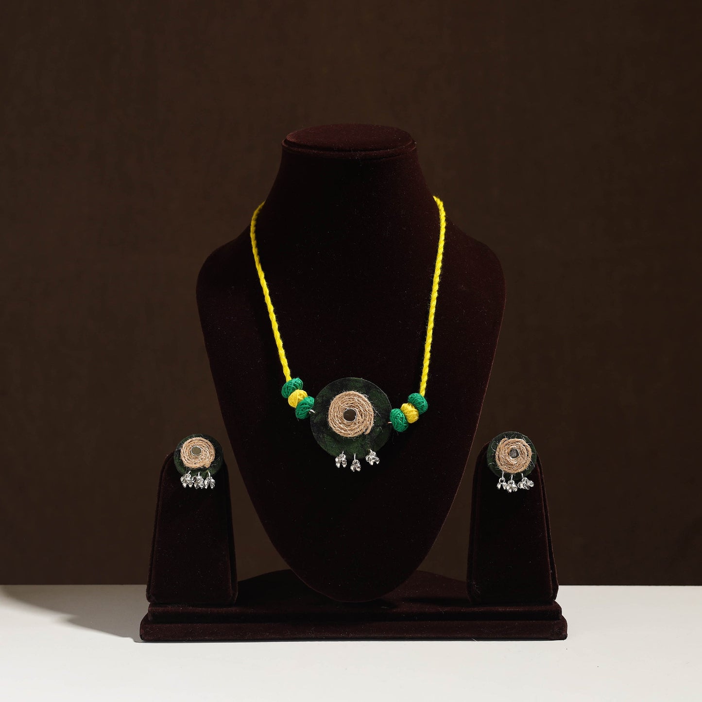  Handmade Jute Fabart Necklace Set
