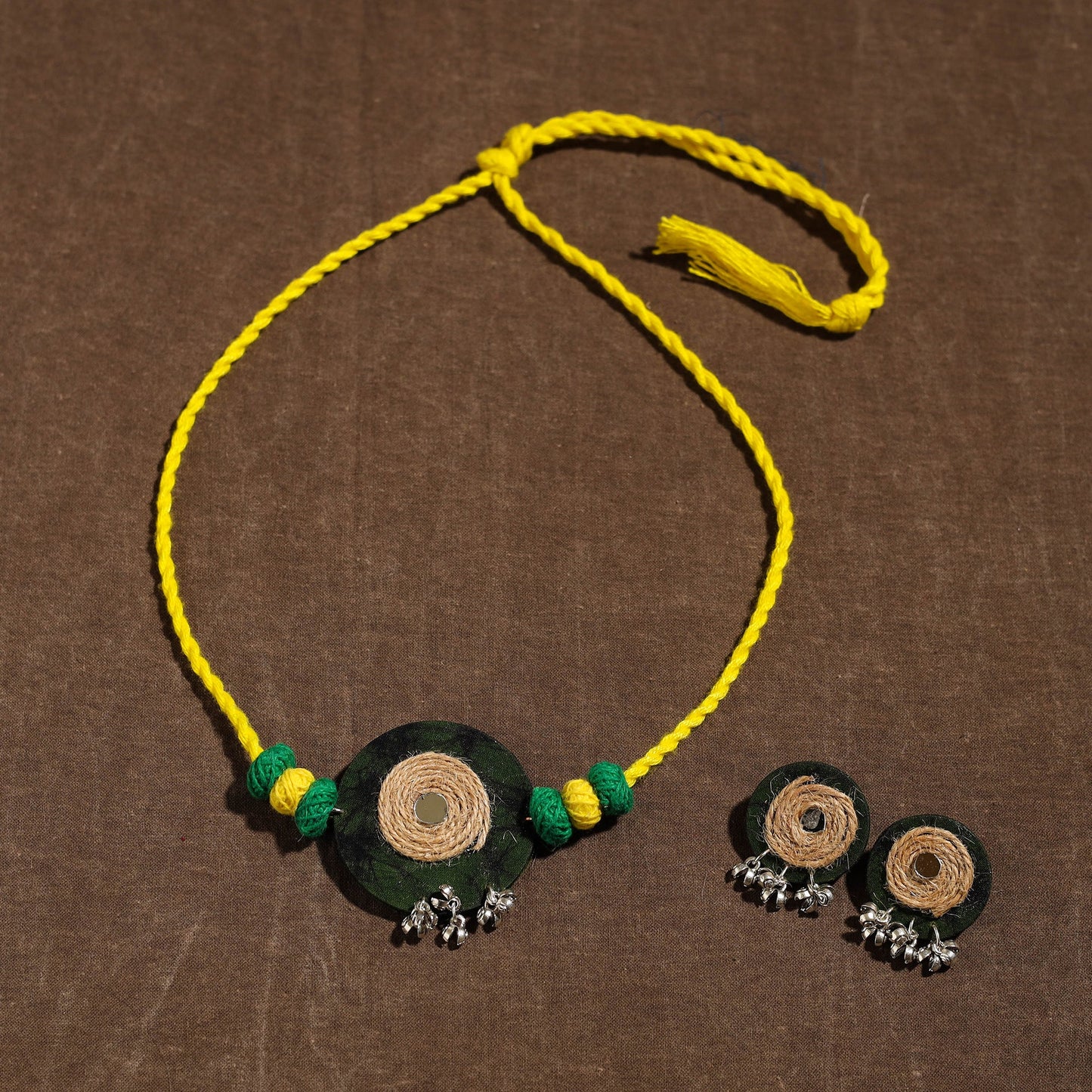  Handmade Jute Fabart Necklace Set