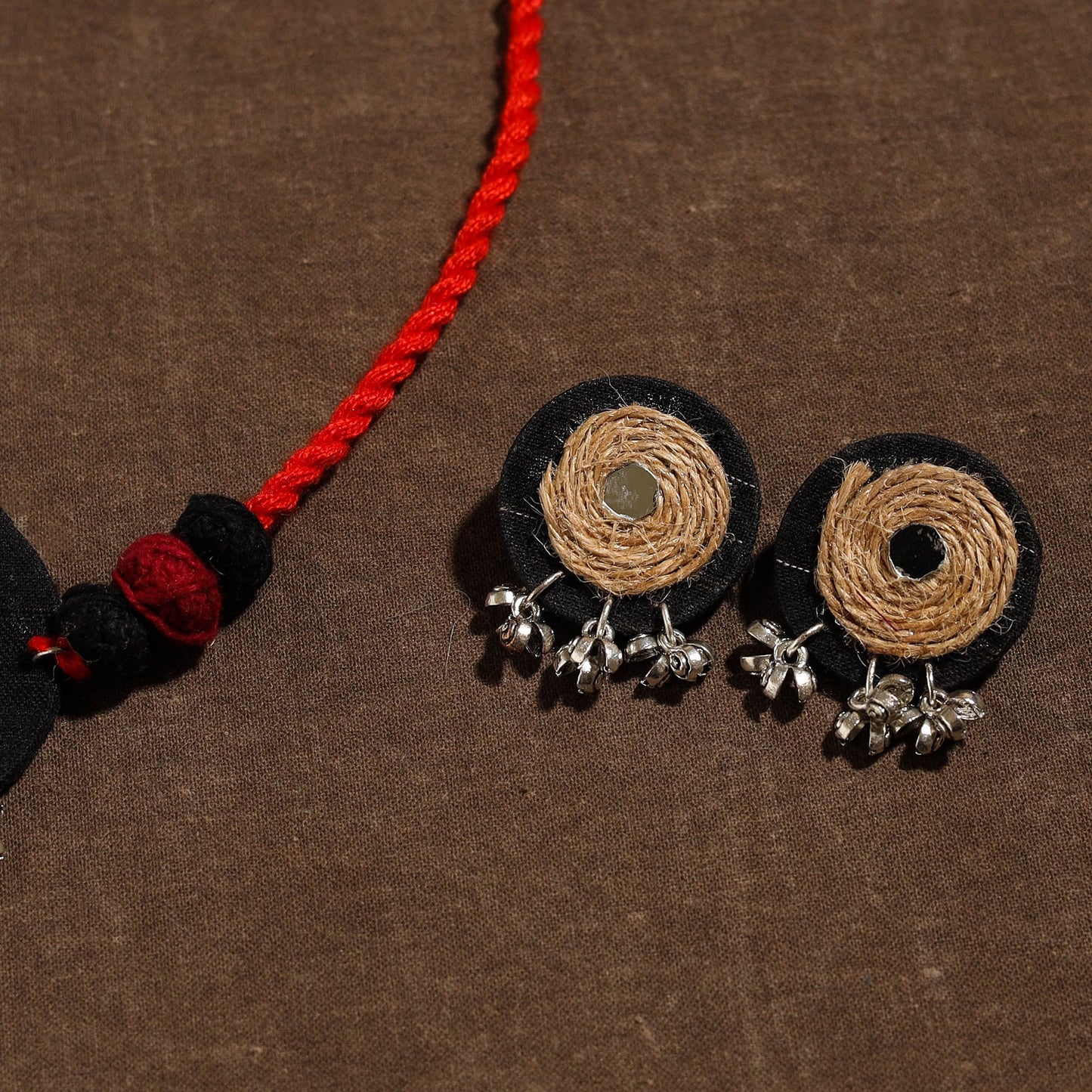  Handmade Jute Fabart Necklace Set