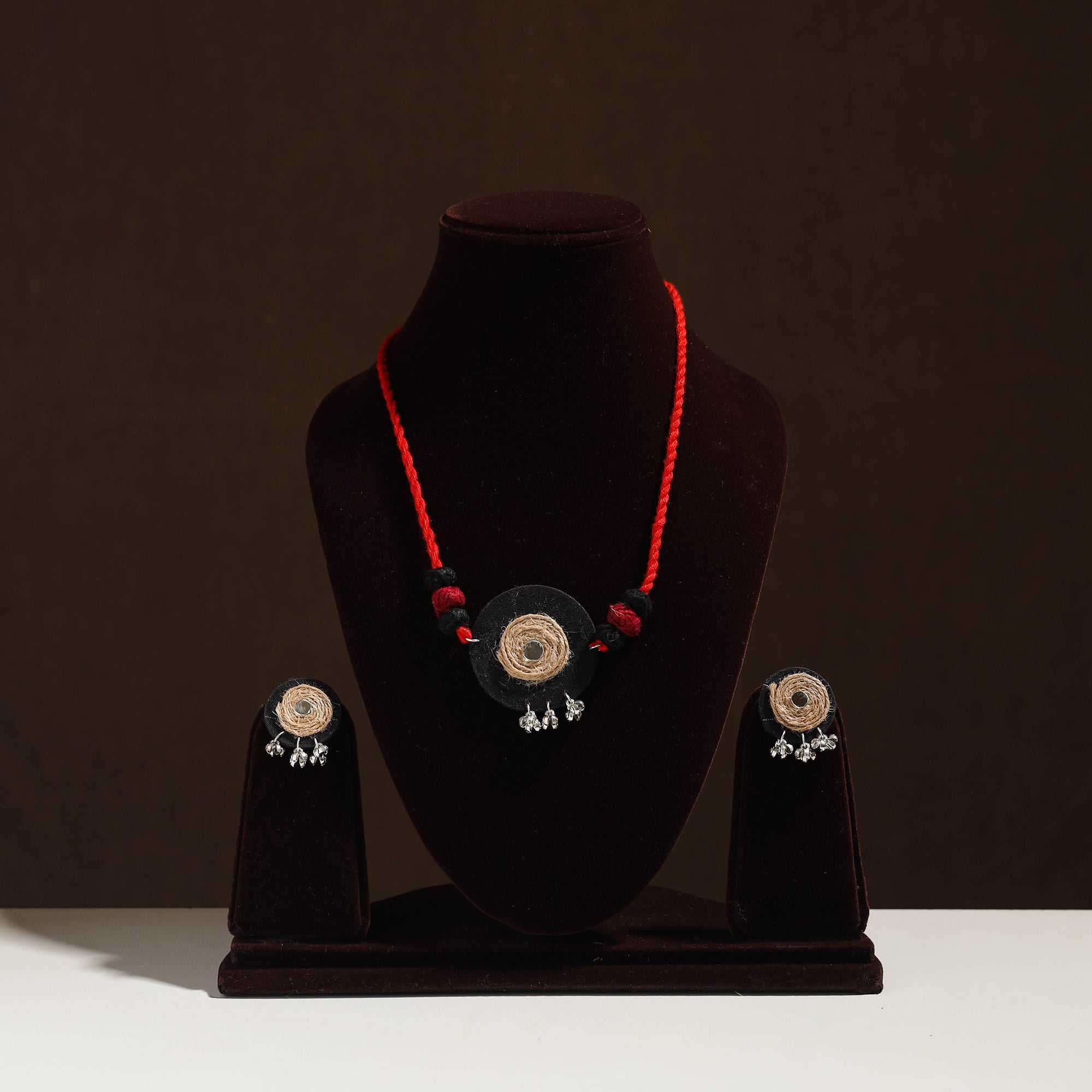  Handmade Jute Fabart Necklace Set