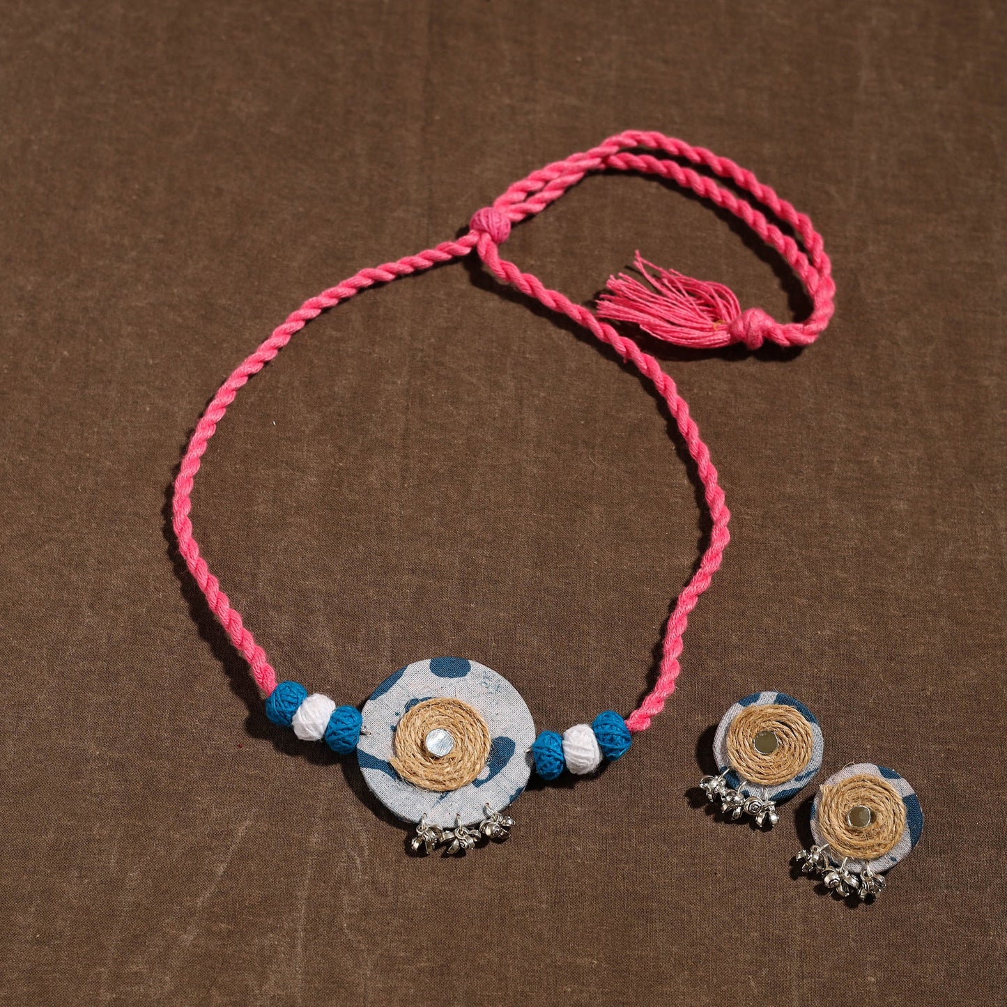 Buy Handmade Jute Fabart Necklace Set