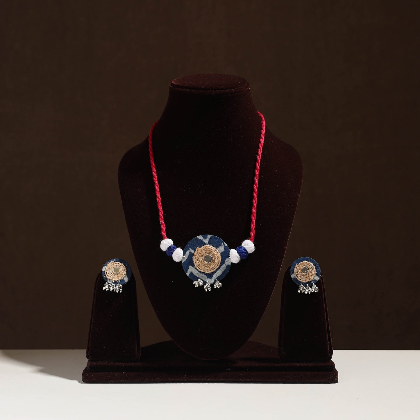 Handmade Jute Fabart Necklace Set 35