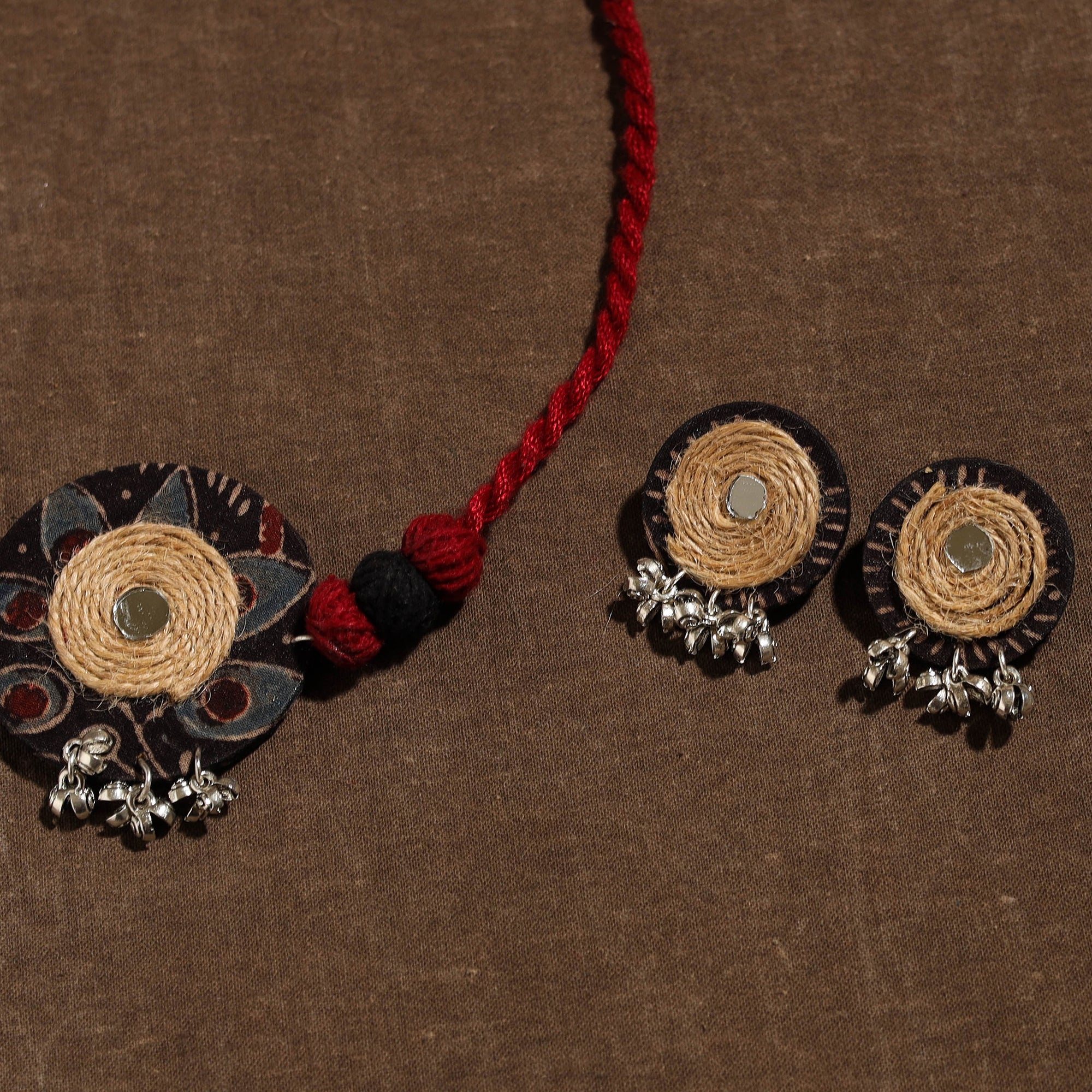 Handmade Jute Fabart Necklace Set 36